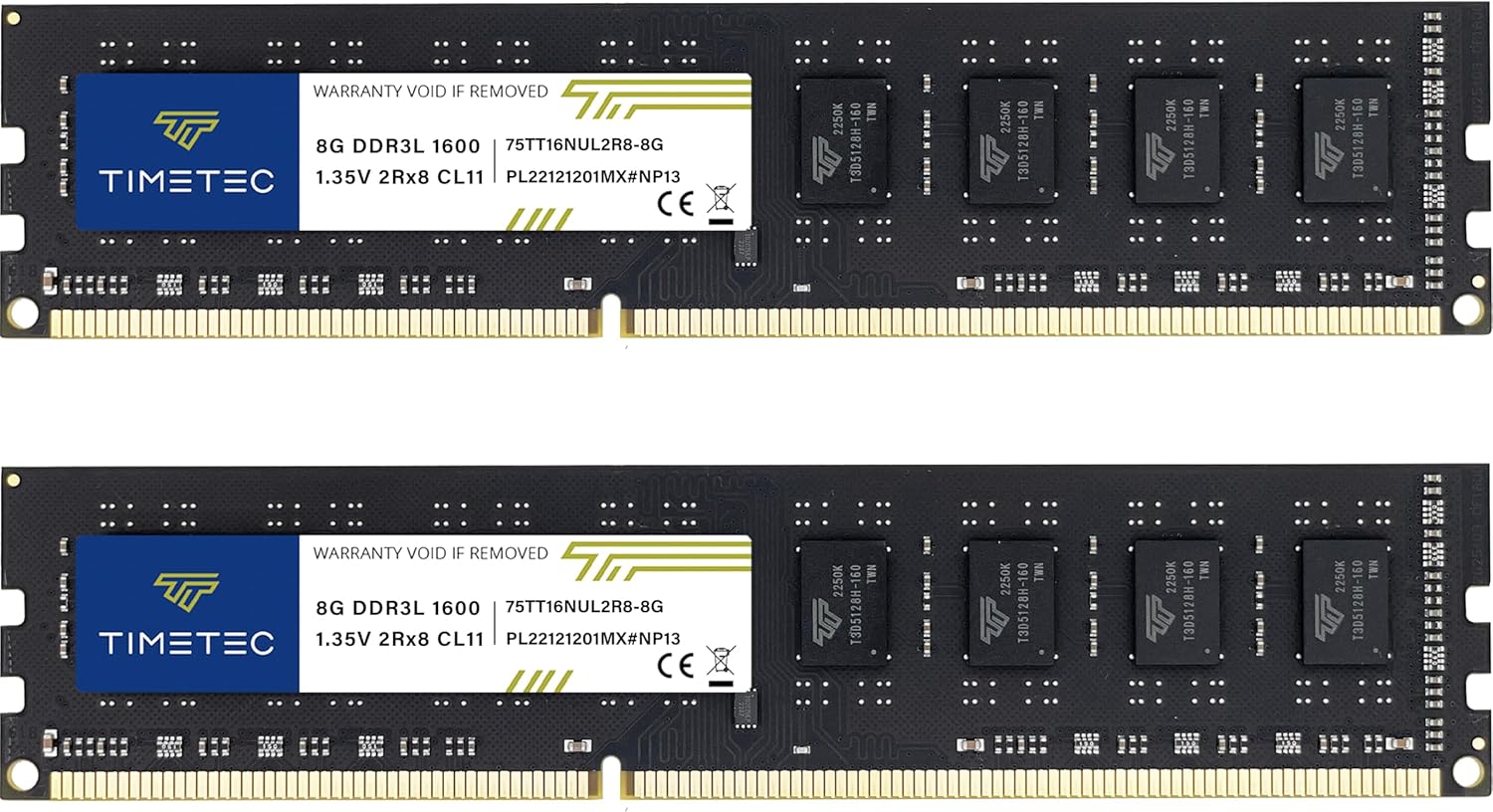 Timetec 16GB KIT(2x8GB) DDR3L / DDR3 1600MHz (DDR3L-1600) PC3L-12800 / PC3-12800 Non-ECC...
