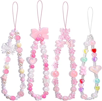 TINKRSTUFF 4 PCS Cute Phone Charms Aesthetic Y2K Cellphone Wrist Strap Bedazzling Bear Bow...