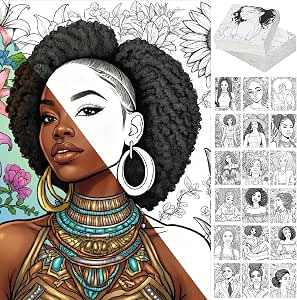 Tinlade 200 Pcs African American Women Coloring Cards Juneteenth Party Gift Black Beauties...