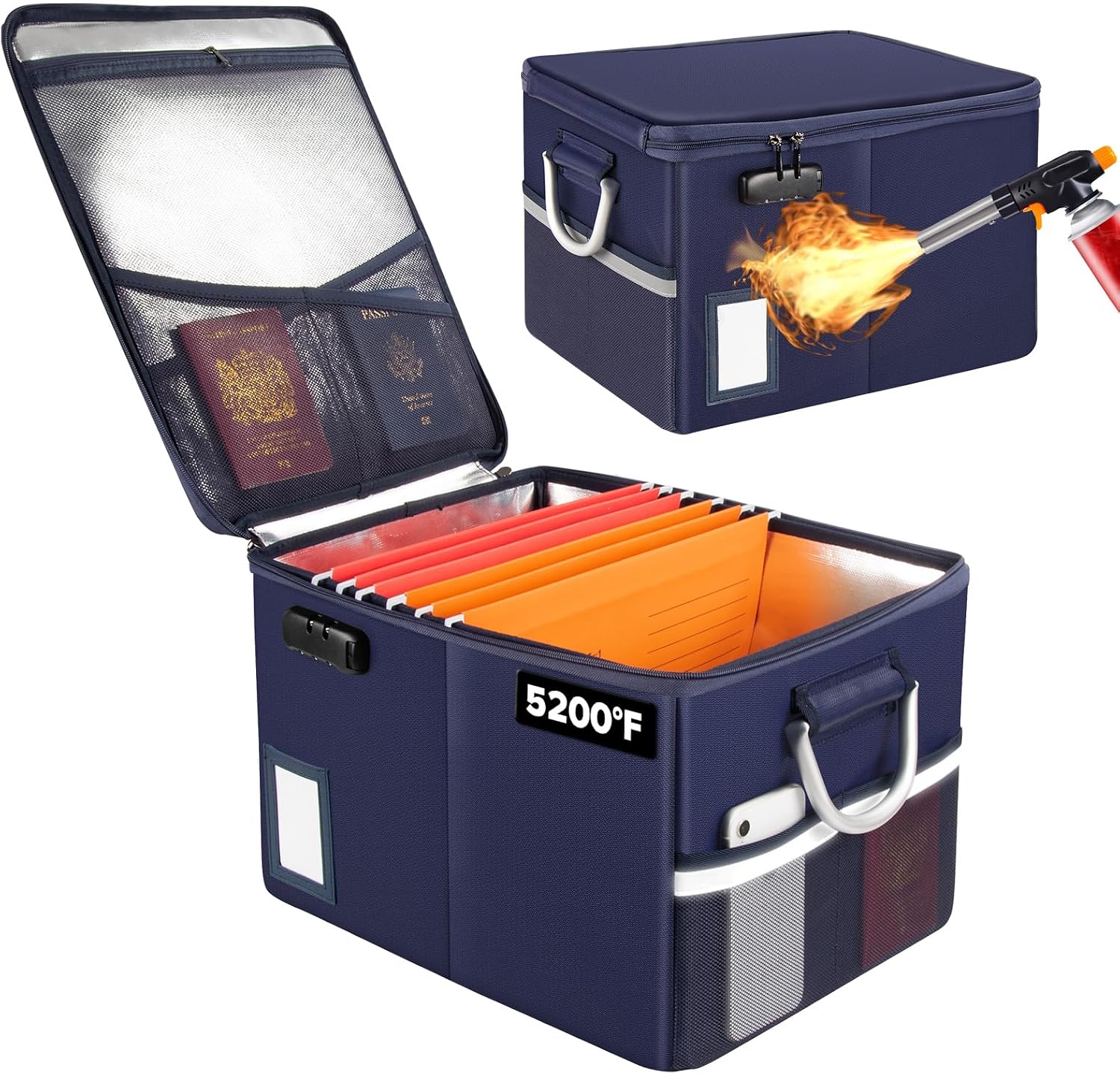 TOMKID 5200°F Fireproof Document Box, Fire Important Document Organizer with Lock, Upgraded...