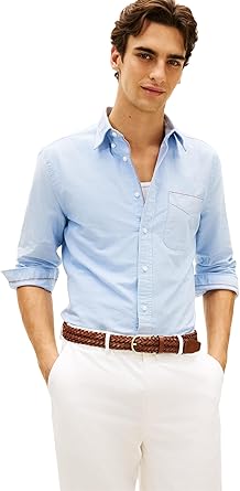 Tommy Hilfiger Men's Long Sleeve Oxford Shirts in Regular Fit, Men's Button Down Shirts... image