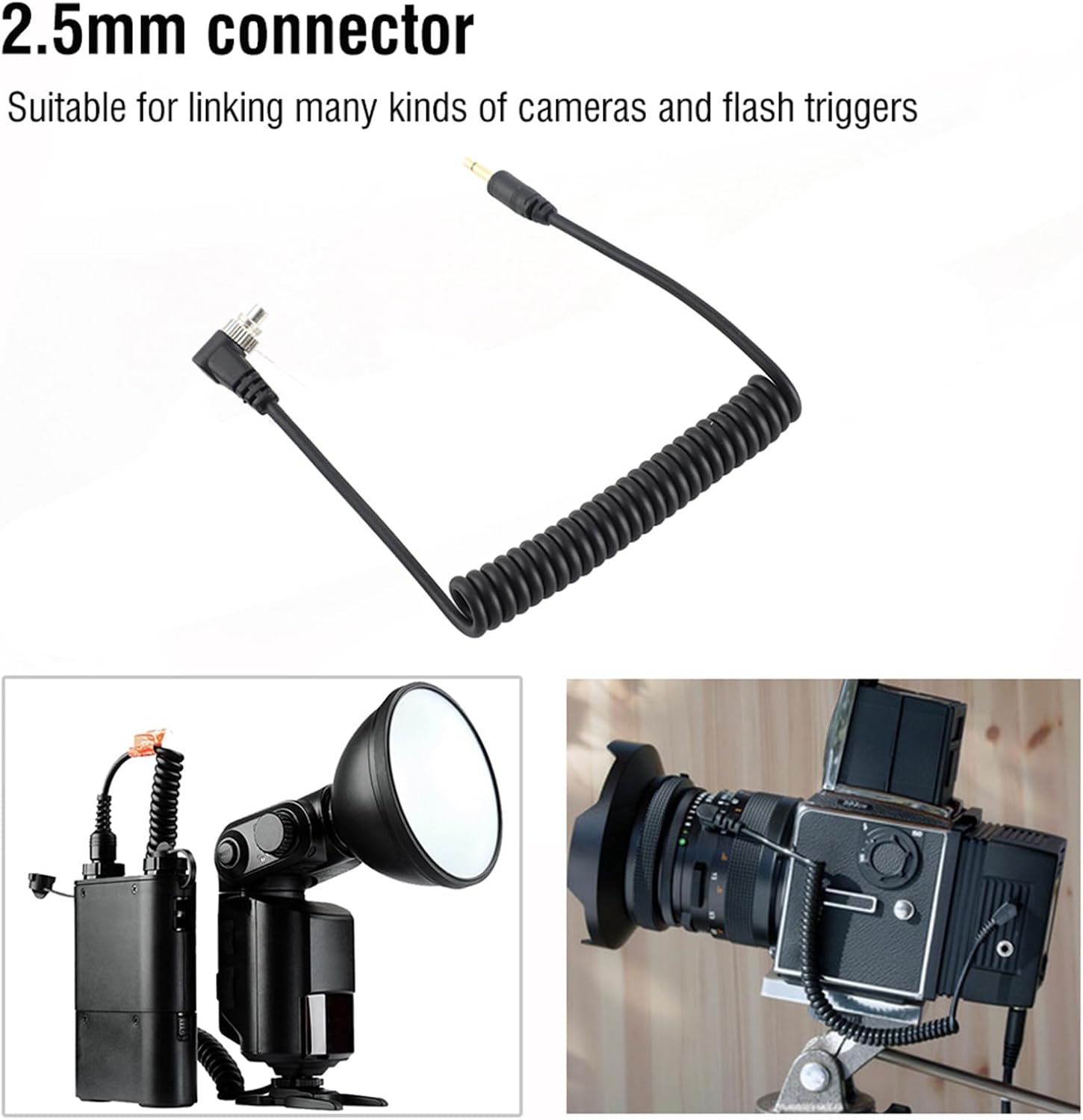 Tonysa 2.5mm to Male Flash PC Sync Cable, for Linking Many Kinds of Cameras and Flash Triggers image