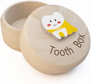 Tooth Box 3D Carved Wooden Box for Kids, Cute Children Tooth Container Box to Keep the... image