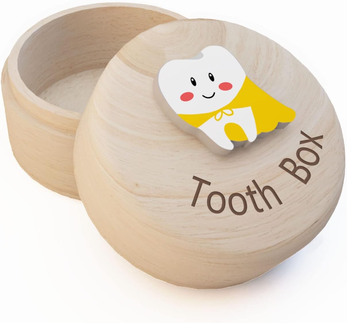 Tooth Box 3D Carved Wooden Box for Kids, Cute Children Tooth Container Box to Keep the...