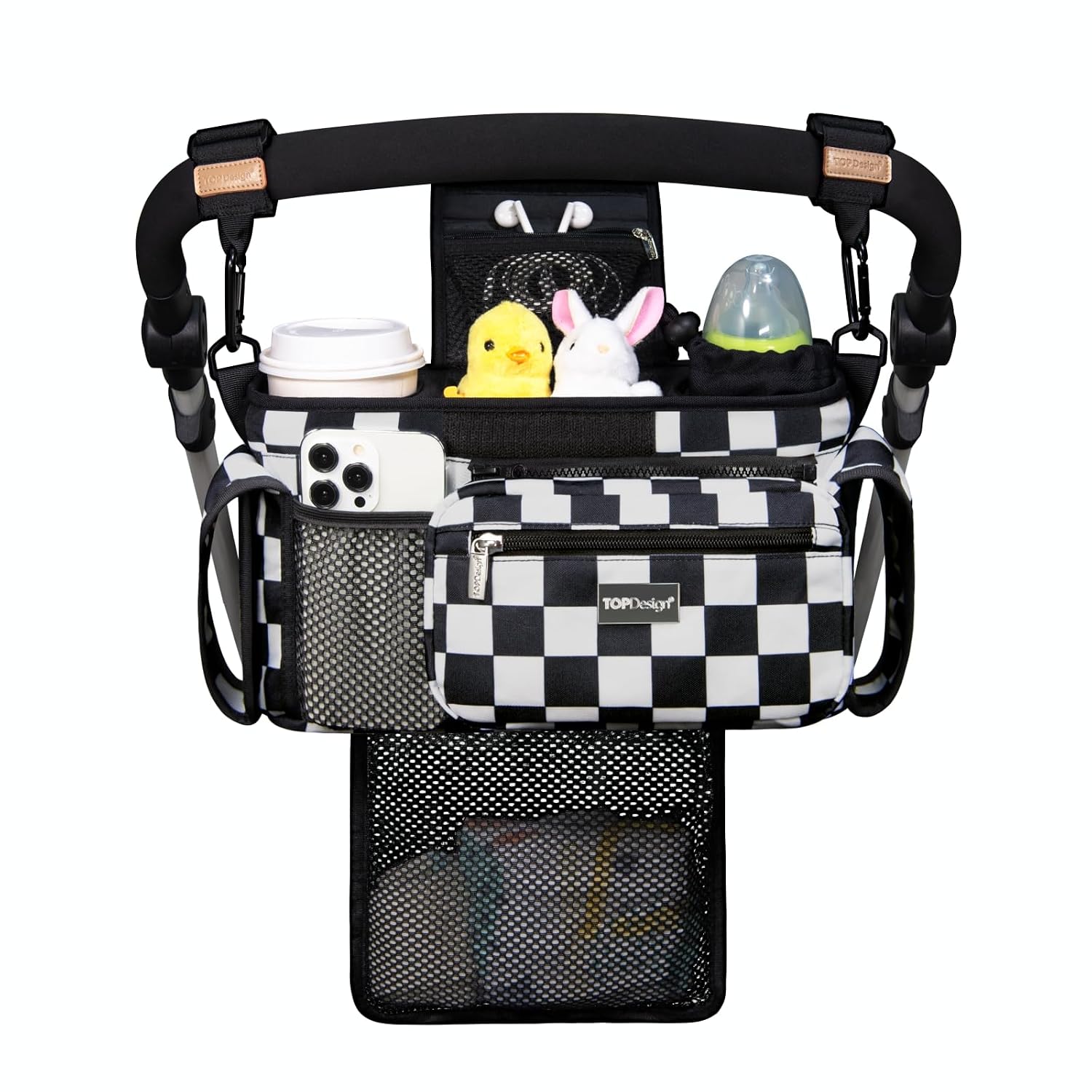 TOPDesign Universal Baby Stroller Organizer, Stroller Caddy with Detachable Mesh Bag &...