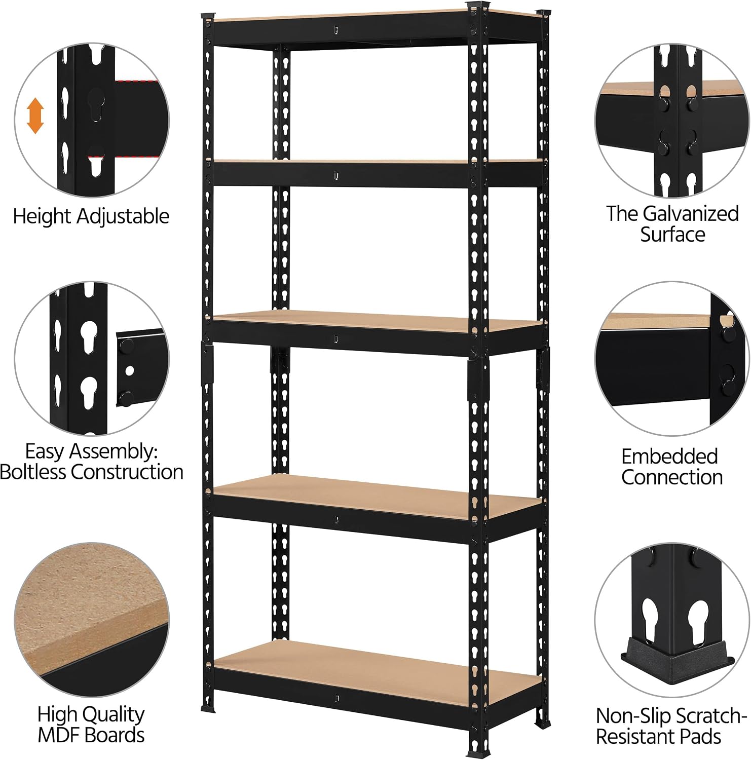 Topeakmart 2 PCS 5-Tier Utility Shelves, Metal Storage Shelves Garage Shelving Unit... image