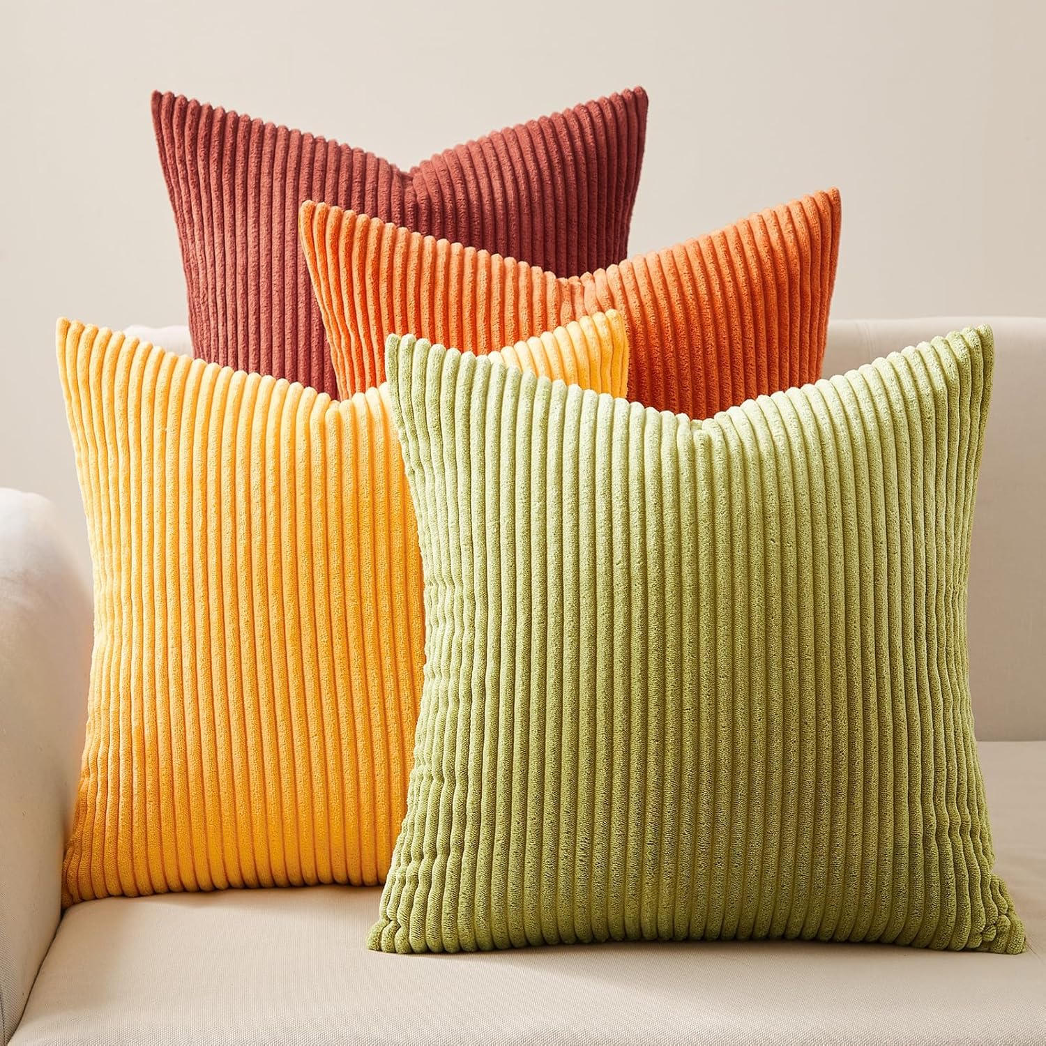 Topfinel Fall Burnt Orange Decorative Throw Pillows Covers 18x18 Inch Set of 4,Yellow Green...