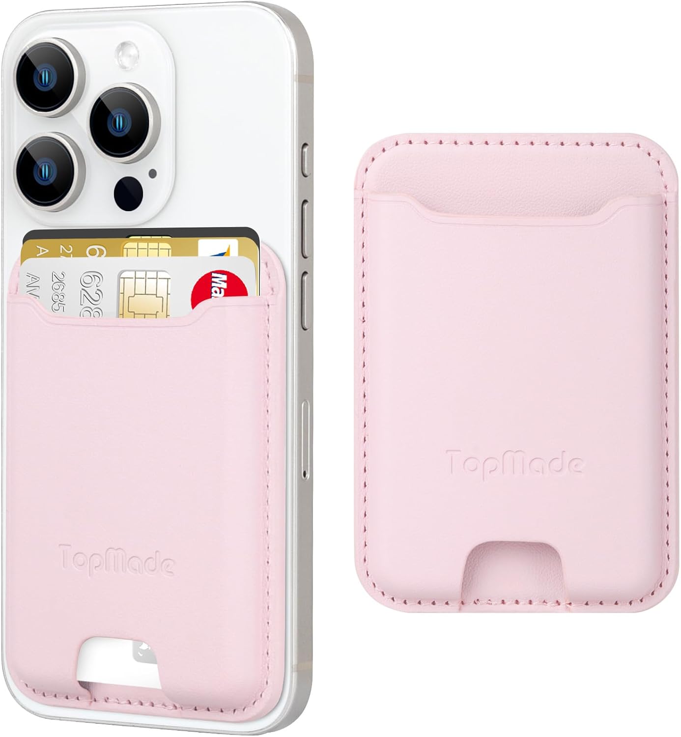TopMade Phone Card Holder, Premium Leather Phone Wallet Stick on, Stronger 3M Adhesive...