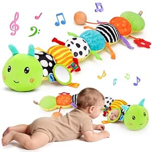 Topsochir Baby Sensory Toys 0-6 Months Music Animal Stuffed Plush Caterpillar Toy for Infant...