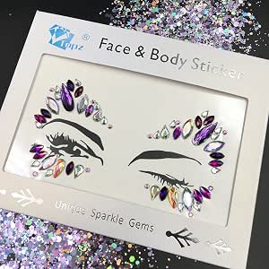 Topz Festival halloween makeup face gems sticker purple face jewels festival eyebrow...