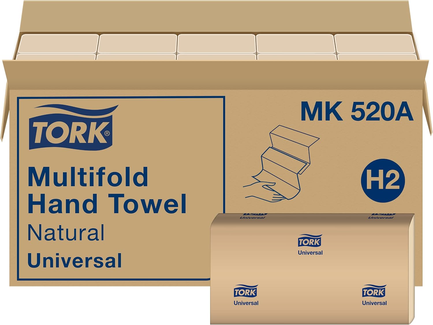 Tork Multifold Hand Towel, Natural, 100% recycled, FSC certified, Compatible with H2...