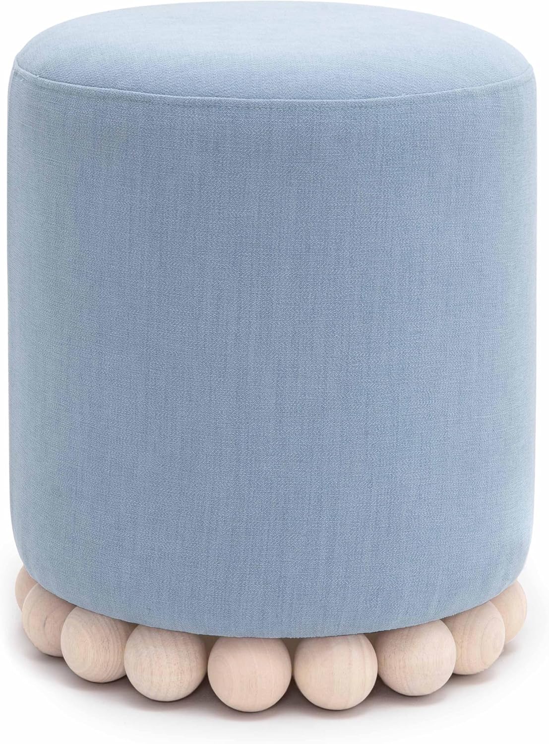 Tov Furniture Dex Faded Blue Upcycled Fabric Ottoman