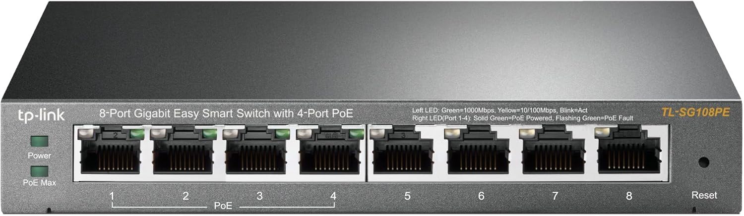 TP-Link TL-SG108PE V3 | 8 Port Gigabit PoE Switch | Easy Smart Managed | 4 PoE+ Ports @64W |...