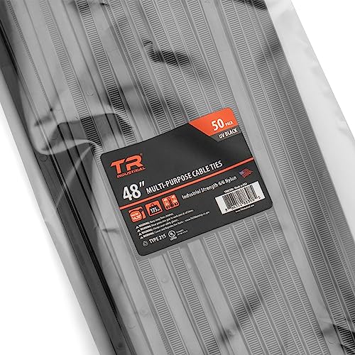 TR Industrial Multi-Purpose UV Resistant Black Cable Ties, 8 inches, 100 Pack
