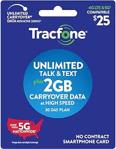Tracfone $25 Unlimited Talk, Text, 2GB Data - 30 Day Smartphone Plan image