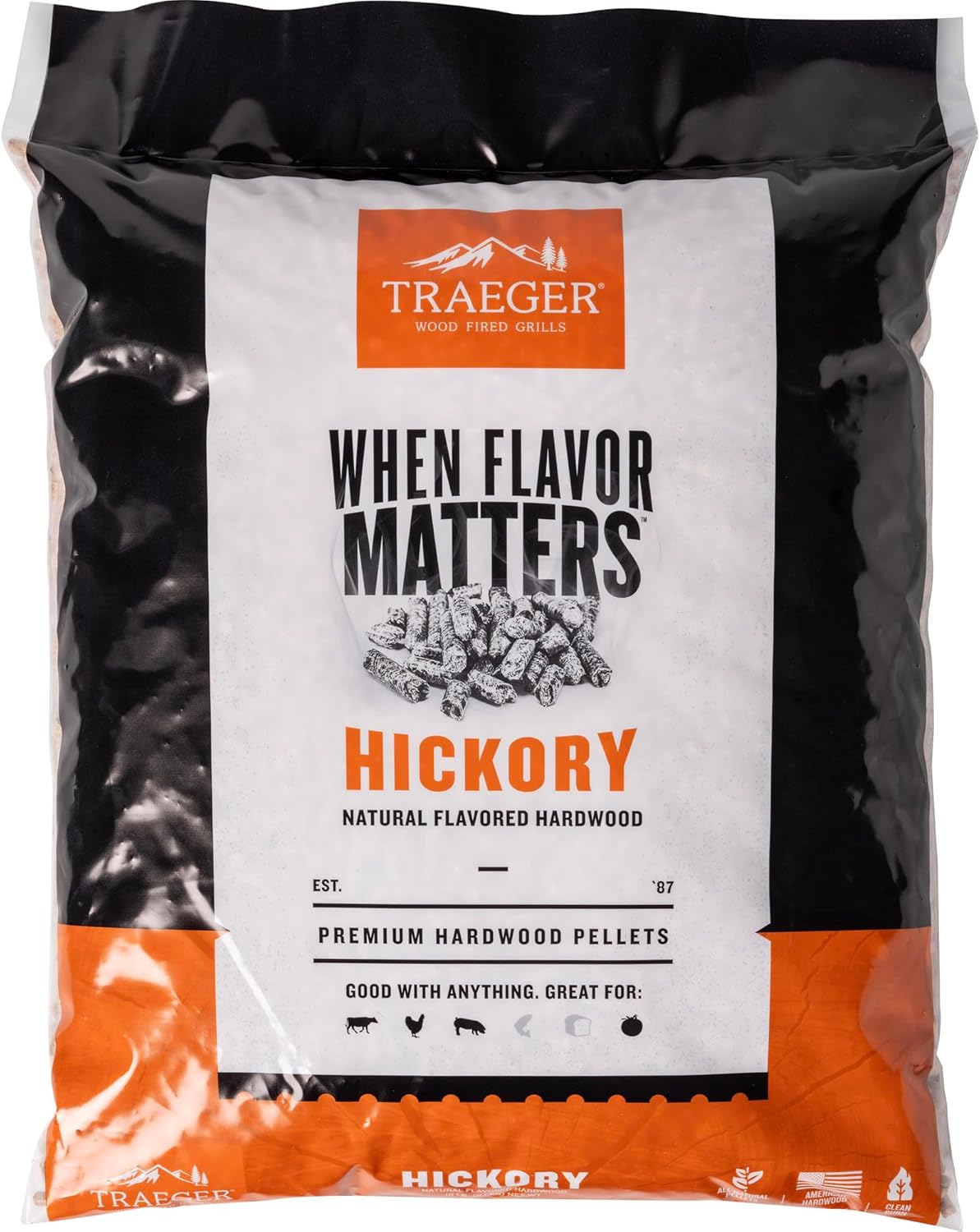 Traeger Grills Hickory 100% All-Natural Wood Pellets for Smokers and Pellet Grills, BBQ...