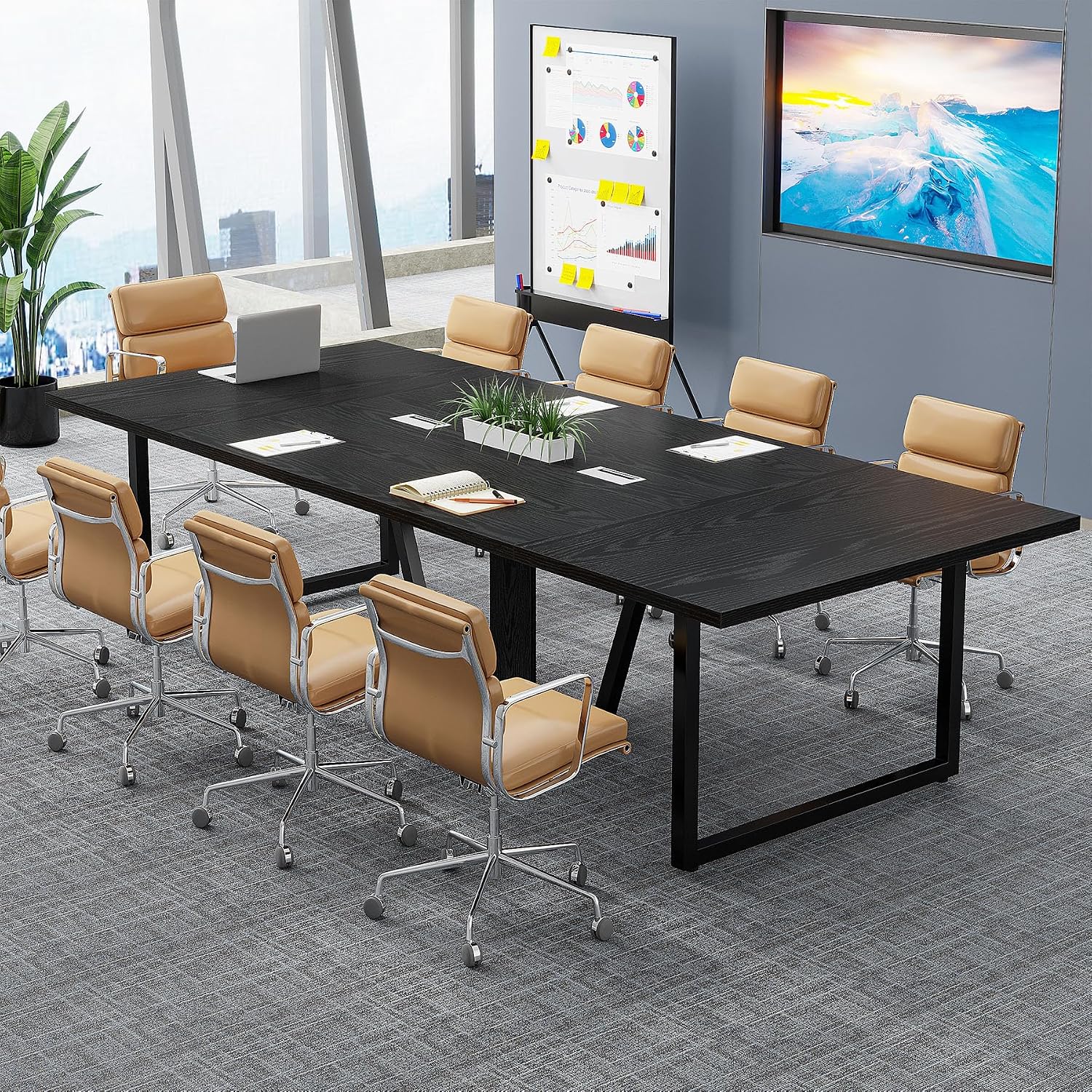 Tribesigns 8FT Conference Table, 94.49 L x 47.24 W x 29.53 H Inches Large Meeting Podcast...