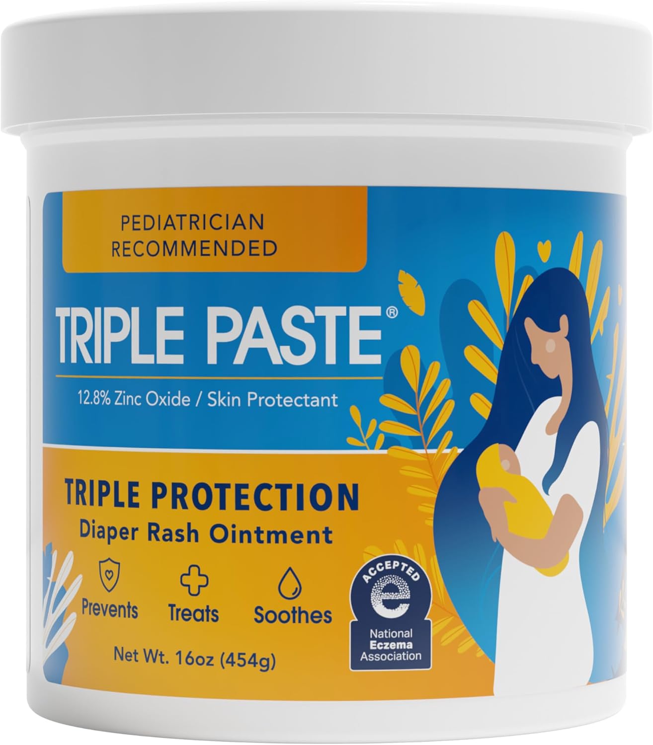 Triple Paste Diaper Rash Cream, Hypoallergenic Medicated Ointment for Babies, 16 oz...
