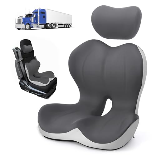 Truck Seat Cushion and Headrest 2-in-1 Set for Truck Driver, Lumbar Support Car Cushions for...
