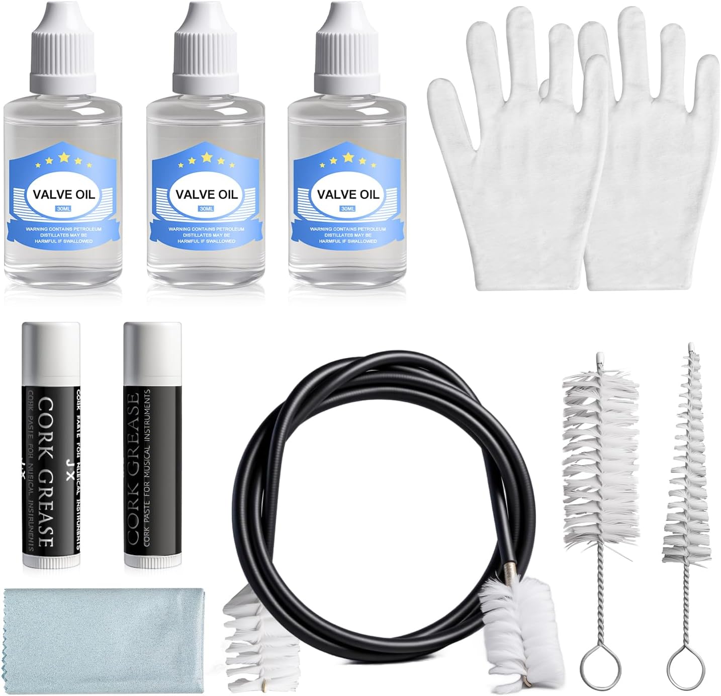 Trumpet Cleaning Kit - 3 Trumpet Lubricating Valve Oil, 2 Slide Grease,Valve, Mouthpiece...