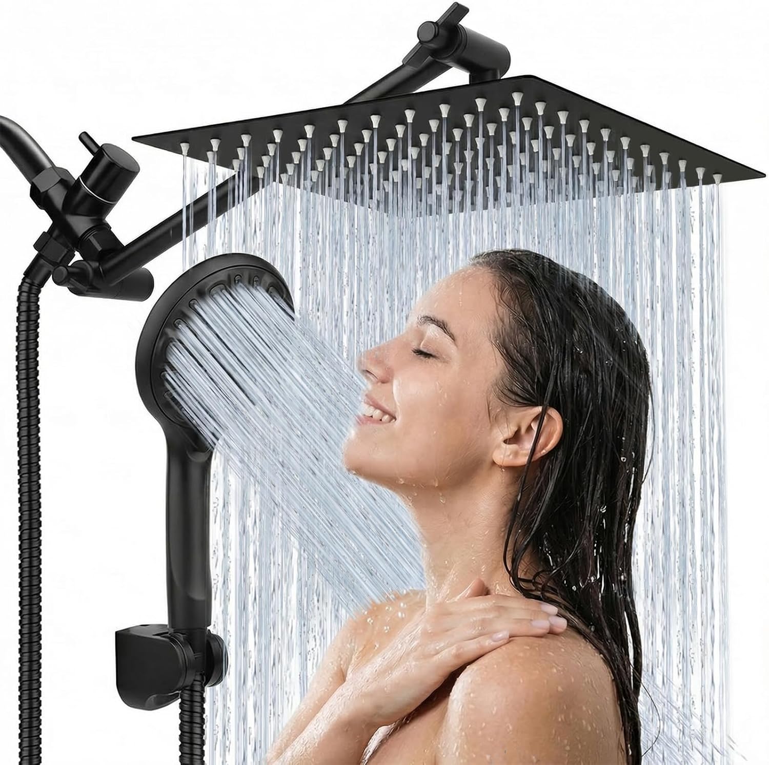 Tudoccy Shower Head, 8‘’ High Pressure Rainfall Shower Head/Handheld Shower Combo with...