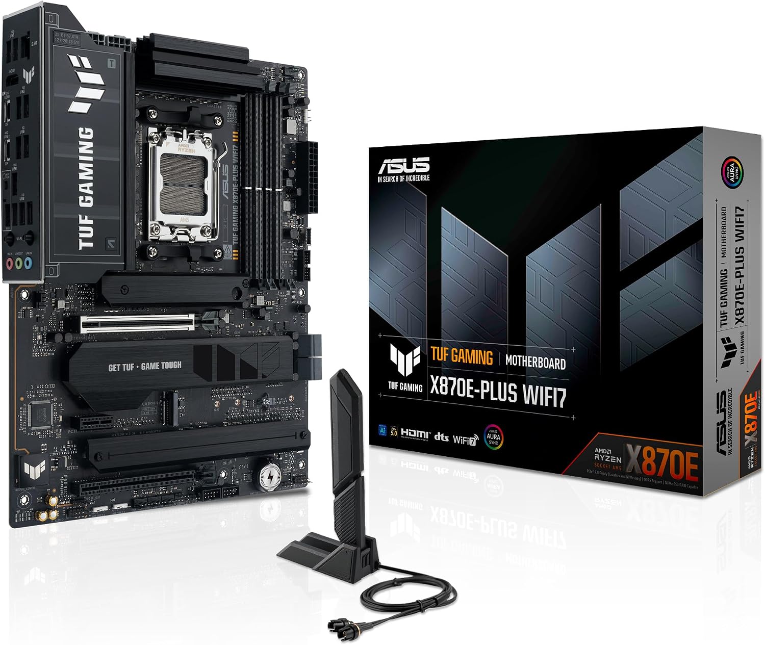 TUF Gaming X870E-PLUS WIFI7 AMD X870E ATX Motherboard with 16+2+1 80A Power Stages, DDR5...