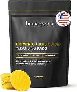Turmeric Kojic Acid Cleansing Pads - Turmeric Face Scrub Pads with Vitamin C (30 pads)...