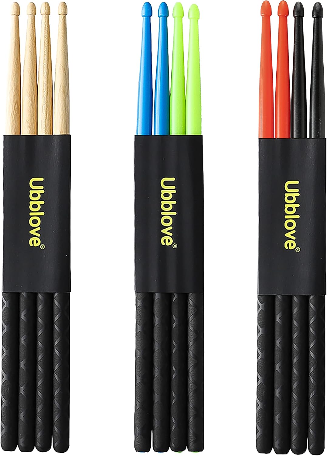 Ubblove Nylon Drumsticks 5A 2 pair with ANTI-SLIP Handles for Drum Light Durable Plastic...