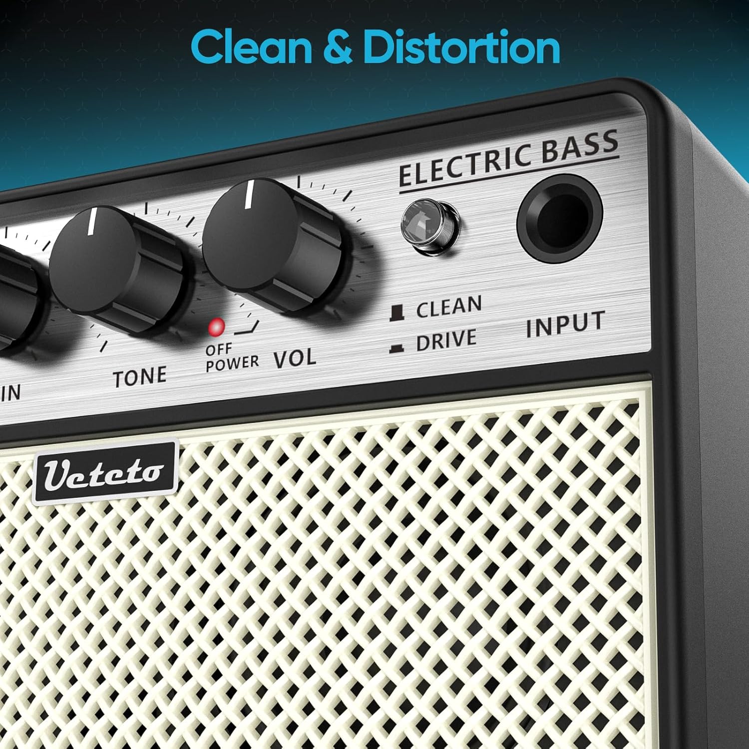 Ueteto 10W Mini Bass Amp | Portable, Rechargeable, Bass Guitar Practice Amplifier, Clean and... image