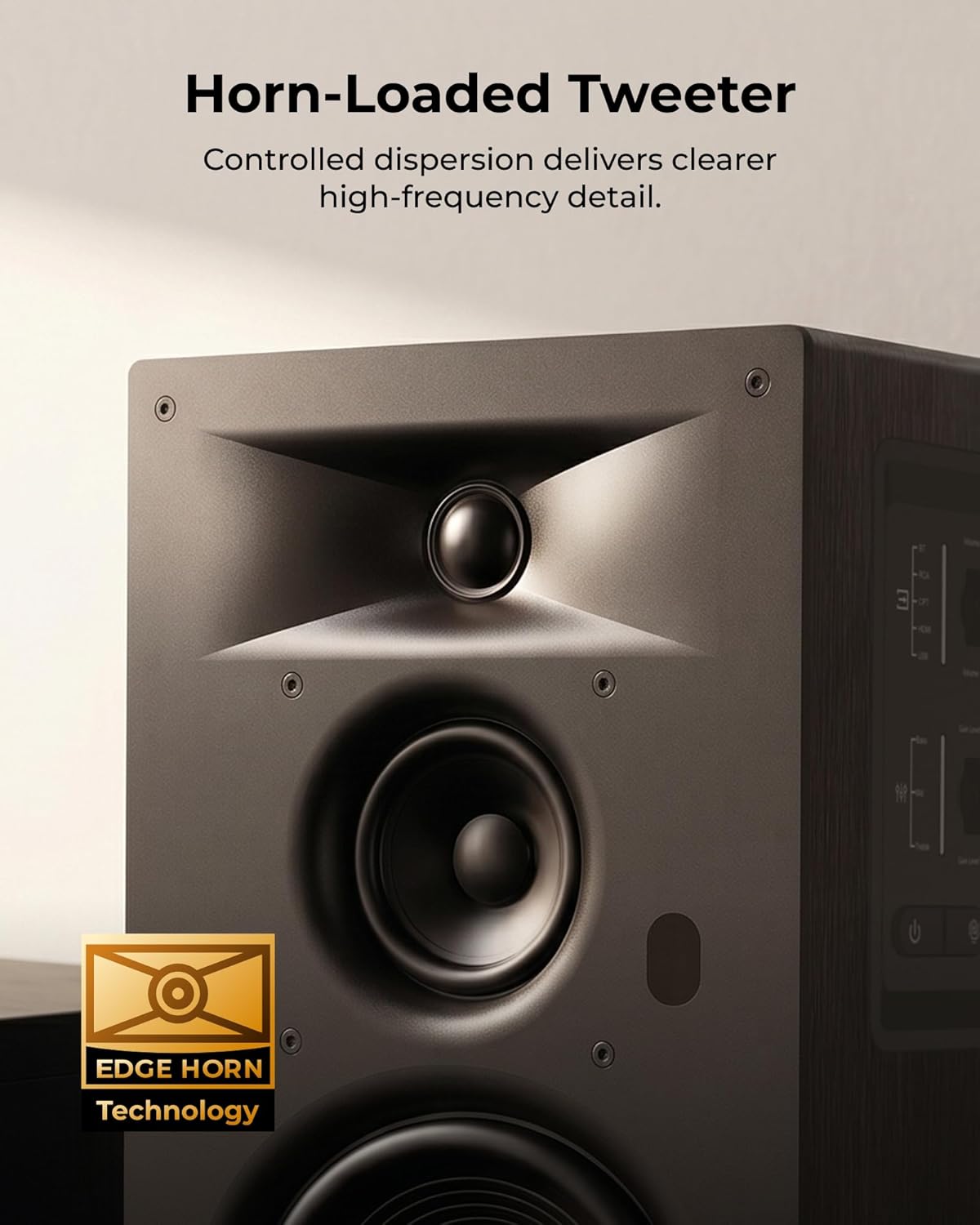 ULTIMEA 3-Way Powered Bookshelf Speakers with 5.25'' Woofer, 70W RMS, App, Edge Horn &... image