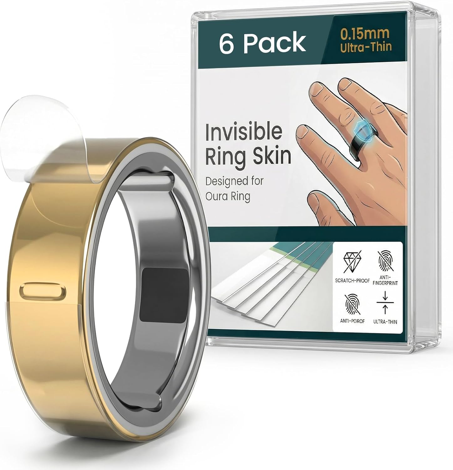 Ultra-Thin Clear Skin Protector for Oura Ring Gen 4/4 Ceramic/Gen 3, Invisible Transparent...