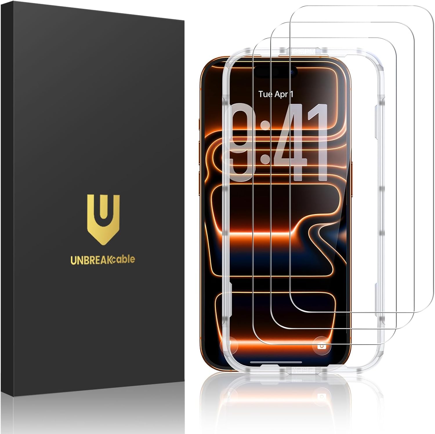 UNBREAKcable 3-Pack Screen Protector for iPhone 17 Pro Max, Double Shatterproof Tempered...