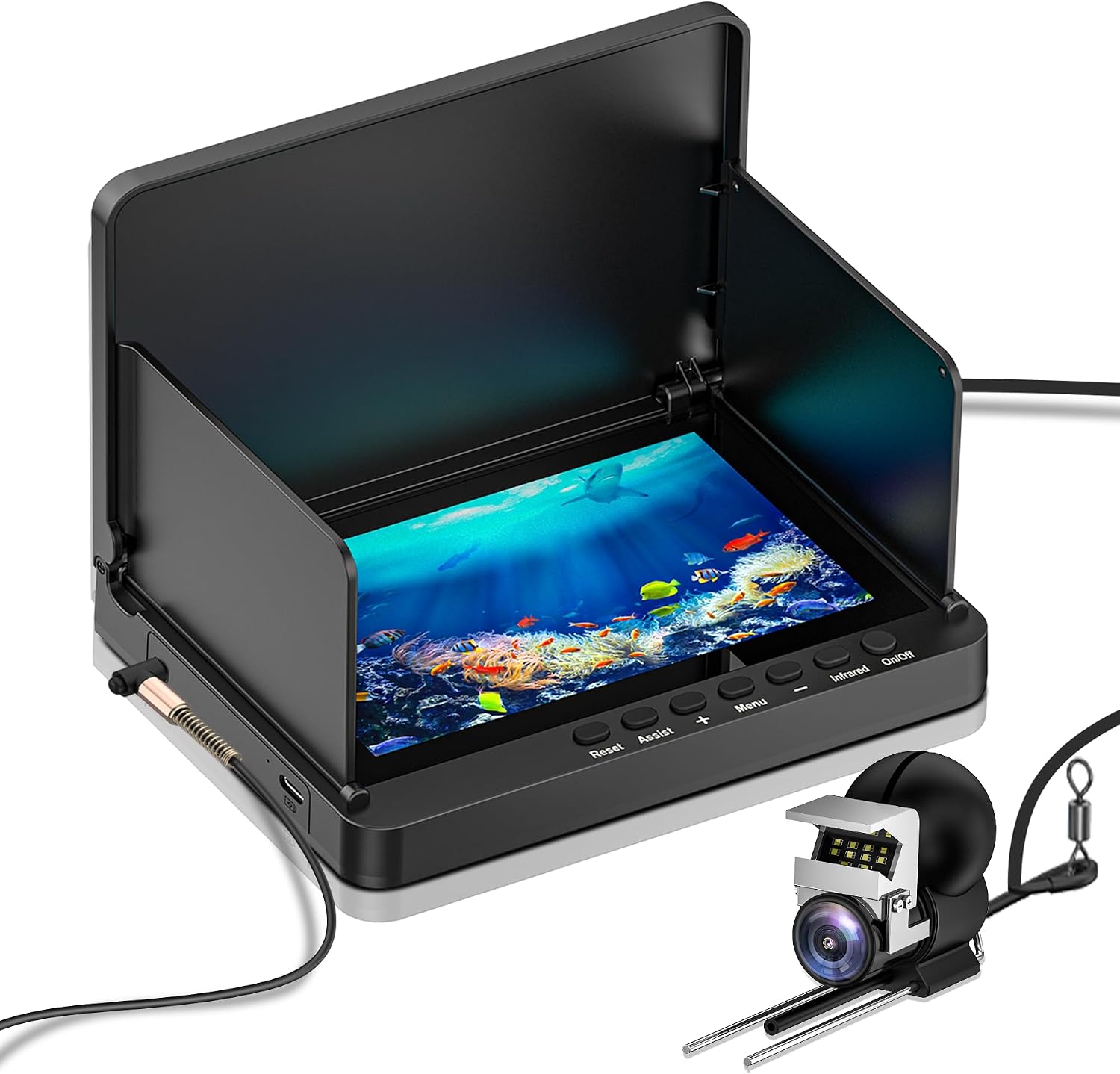 Underwater Fishing Camera, 5 Inch IPS LCD Screen Fishing Camera w/Infrared Night Vision...