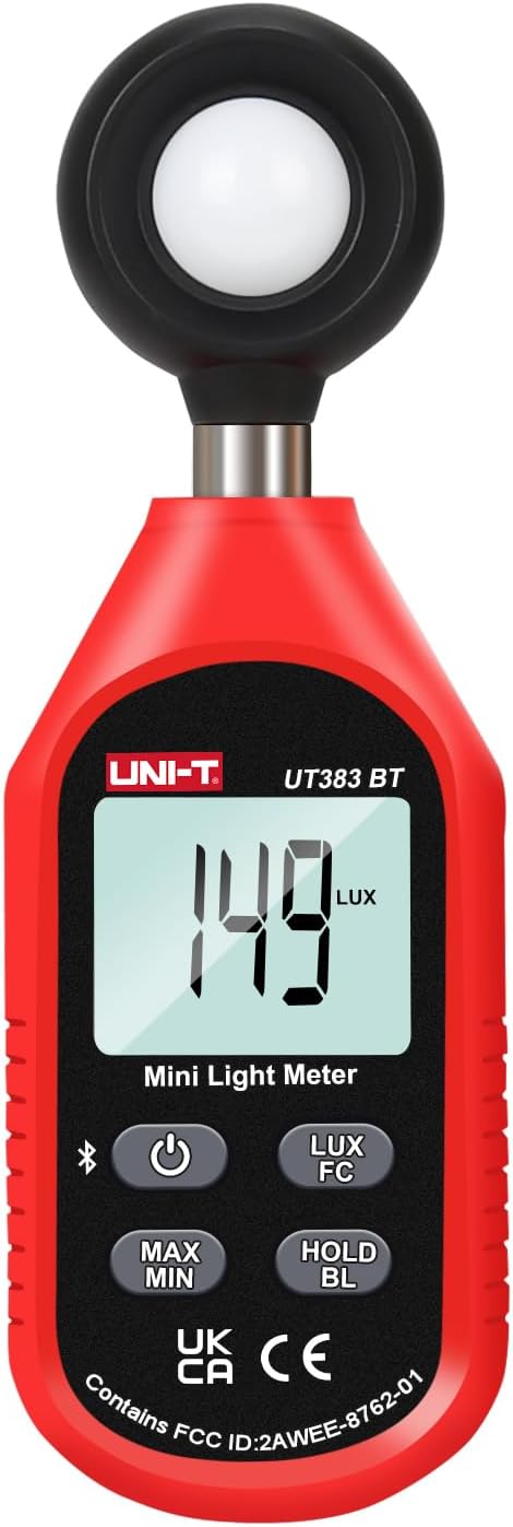 UNI-T Light Meter UT383BT Lux Meter Lumens Digital Illuminance Meter 0~199900 Lux (0~18500...