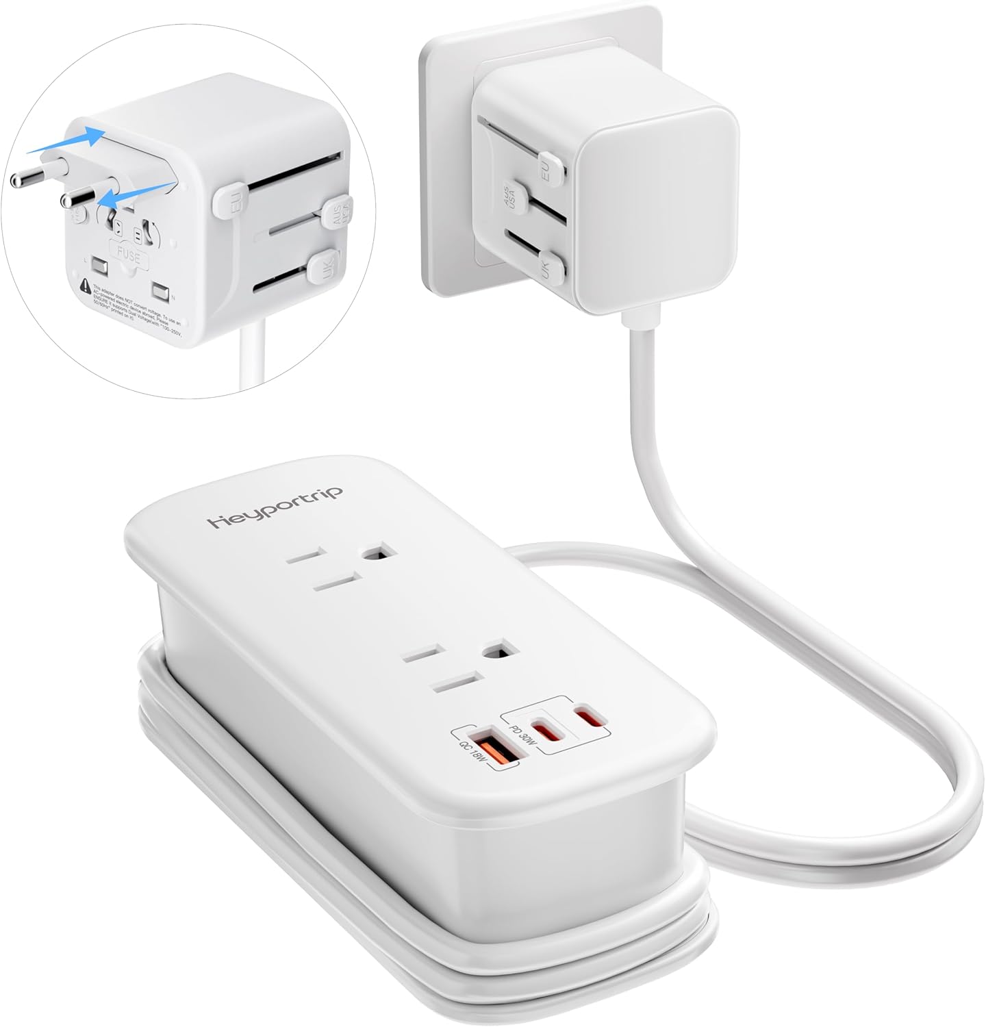 Universal Travel Adapter, European Travel Plug Adapter with 2 USB-C(PD30W) & 1 USB-A Ports...