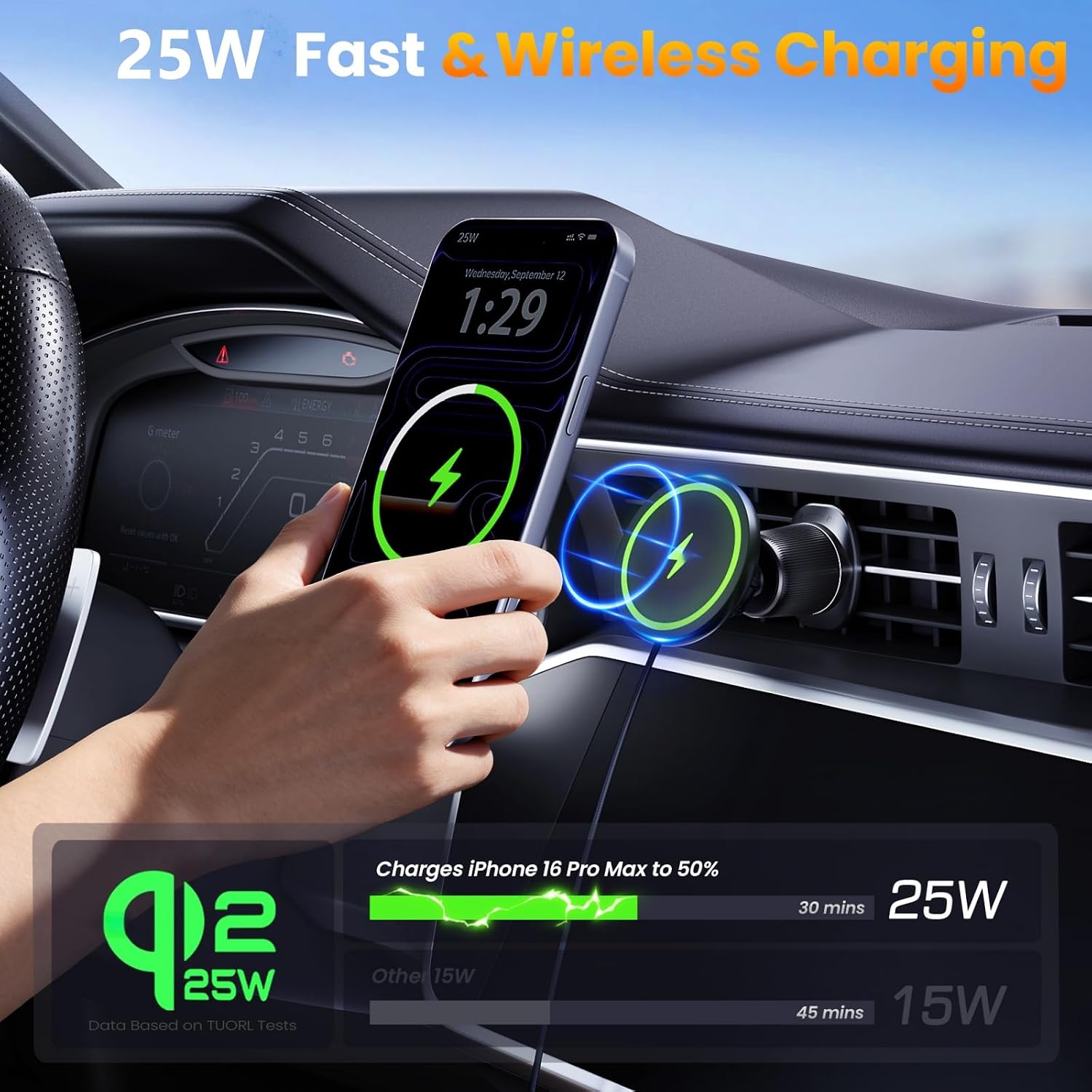 Upgrade [for Qi2.2-Certified] 25W for MagSafe Wireless Car Charger Mount, 2XFast... image