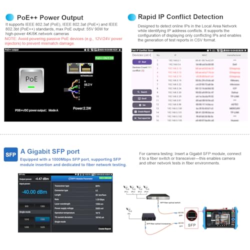 Upgraded 8K IP Camera Tester, WANLUTECH CCTV Tester 7inch Touchscreen 8MP TVI CVI AHD CVBS... image