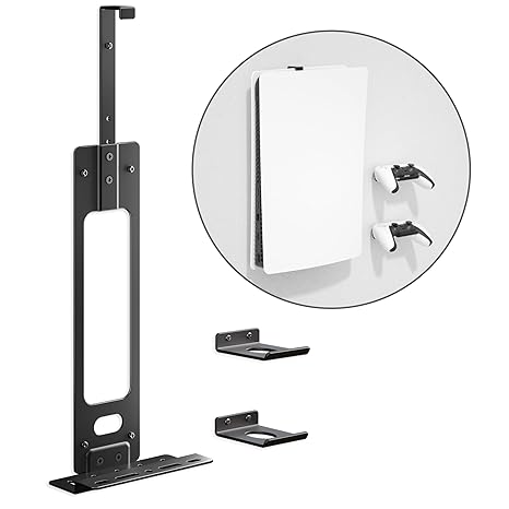 Upgraded Adjustable Console Holder Wall Mount for PS5: Black Gaming Stand for PlayStation...