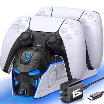 Upgraded for PS5 Controller Charger with Fast Charging AC Adapter, Dual Controller Charging...