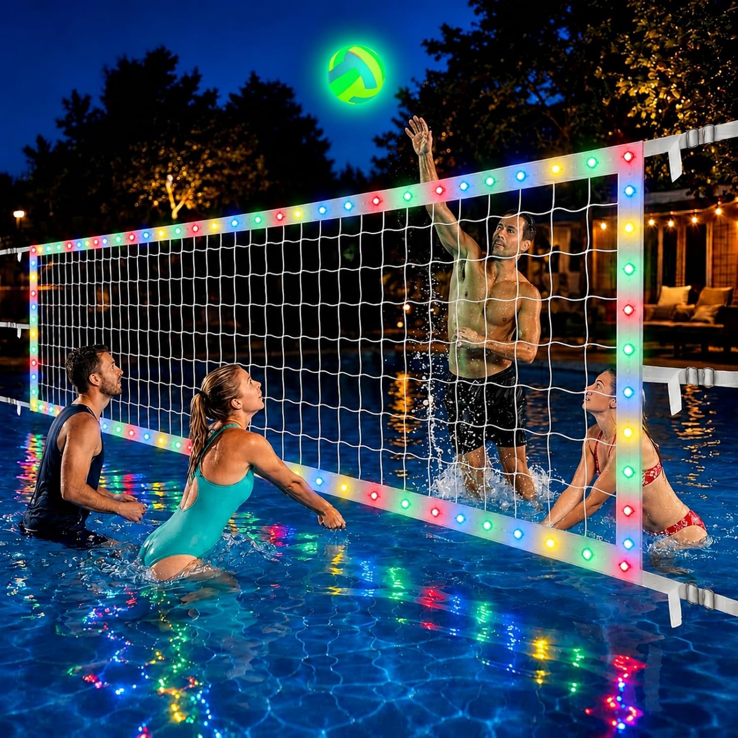 Upgraded Pool Volleyball Net Only,15x3FT Adjustable Replacement Water Volleyball Net with 8...