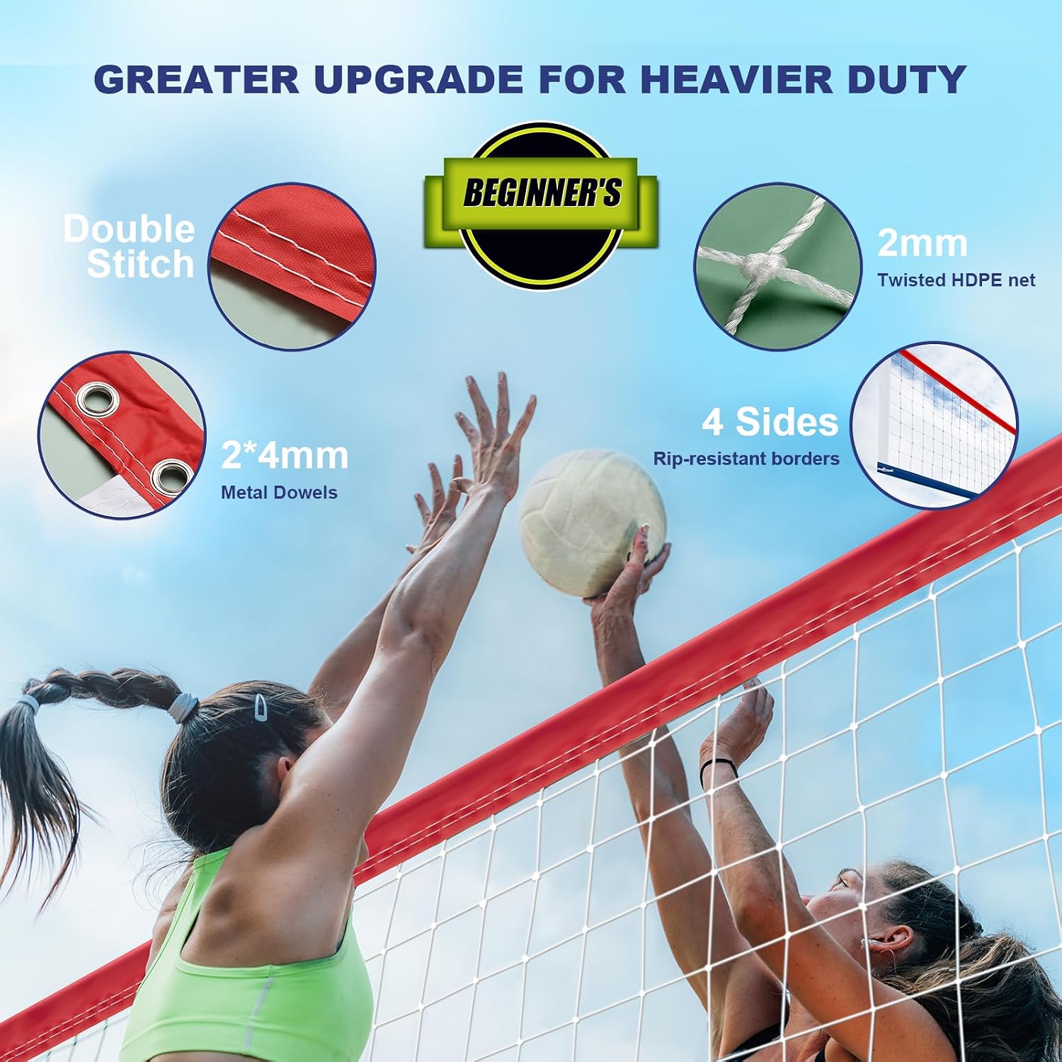 Upgraded Professional Volleyball Net Outdoor Heavy Duty – Weatherproof, Extended Stainless... image