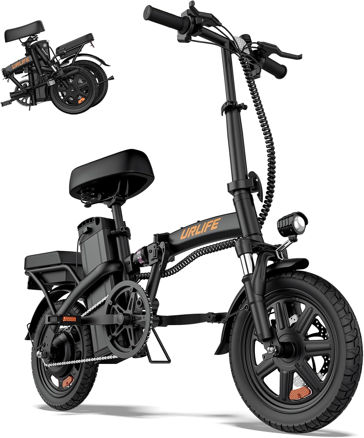 URLIFE Folding Electric Bike for Adults, 14" Portable Commuter ebikes, 20-40 Mile Long...