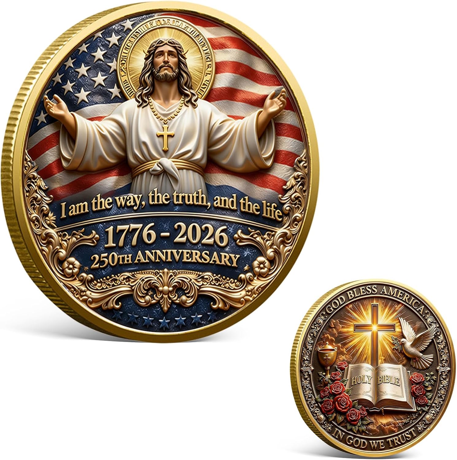 USA 250th Anniversary Commemorative Coin 1776-2026, America 250 Merchandise Patriotic...