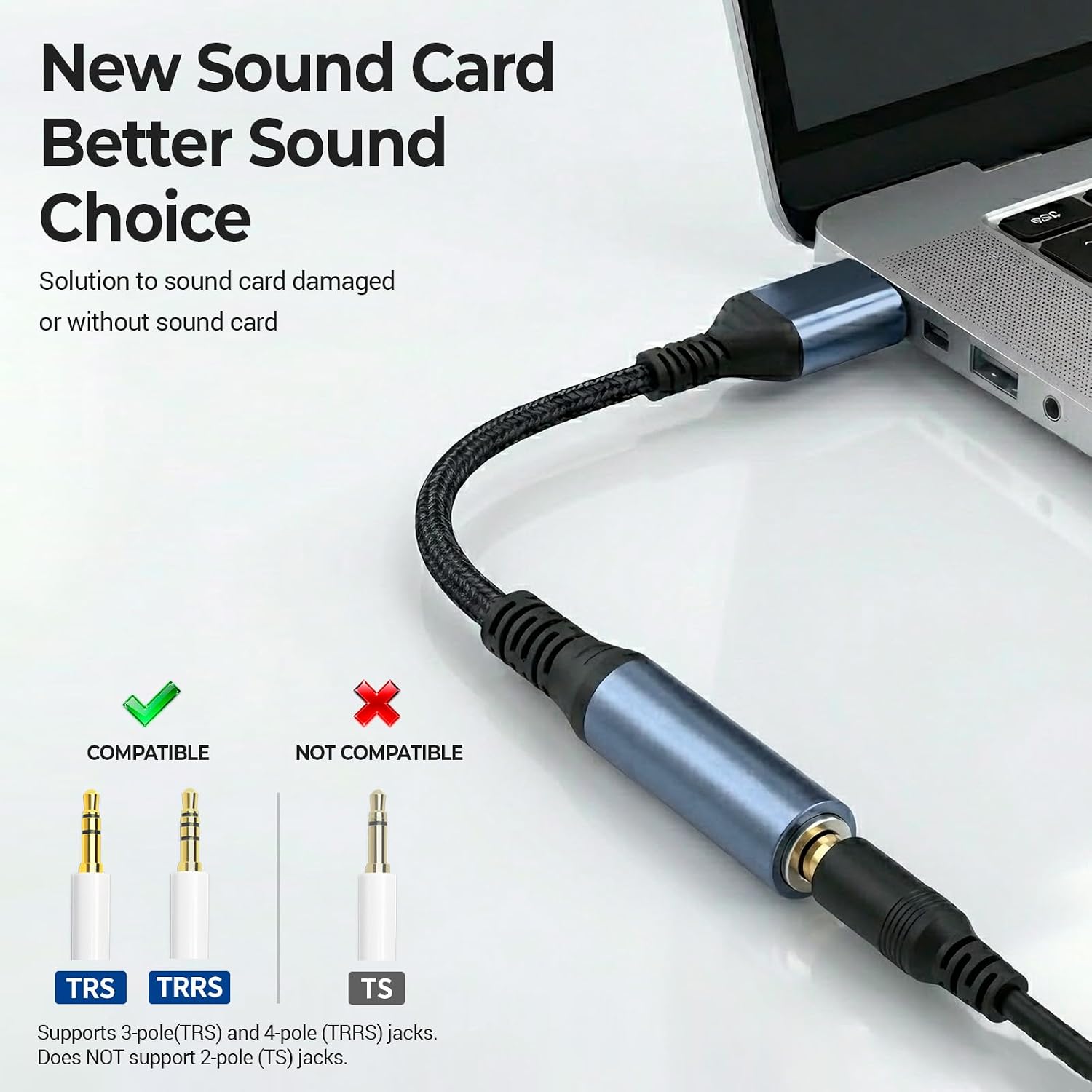 USB to 3.5mm Jack Audio Adapter,External Sound Card Jack Audio Adapter with 3.5mm Aux... image
