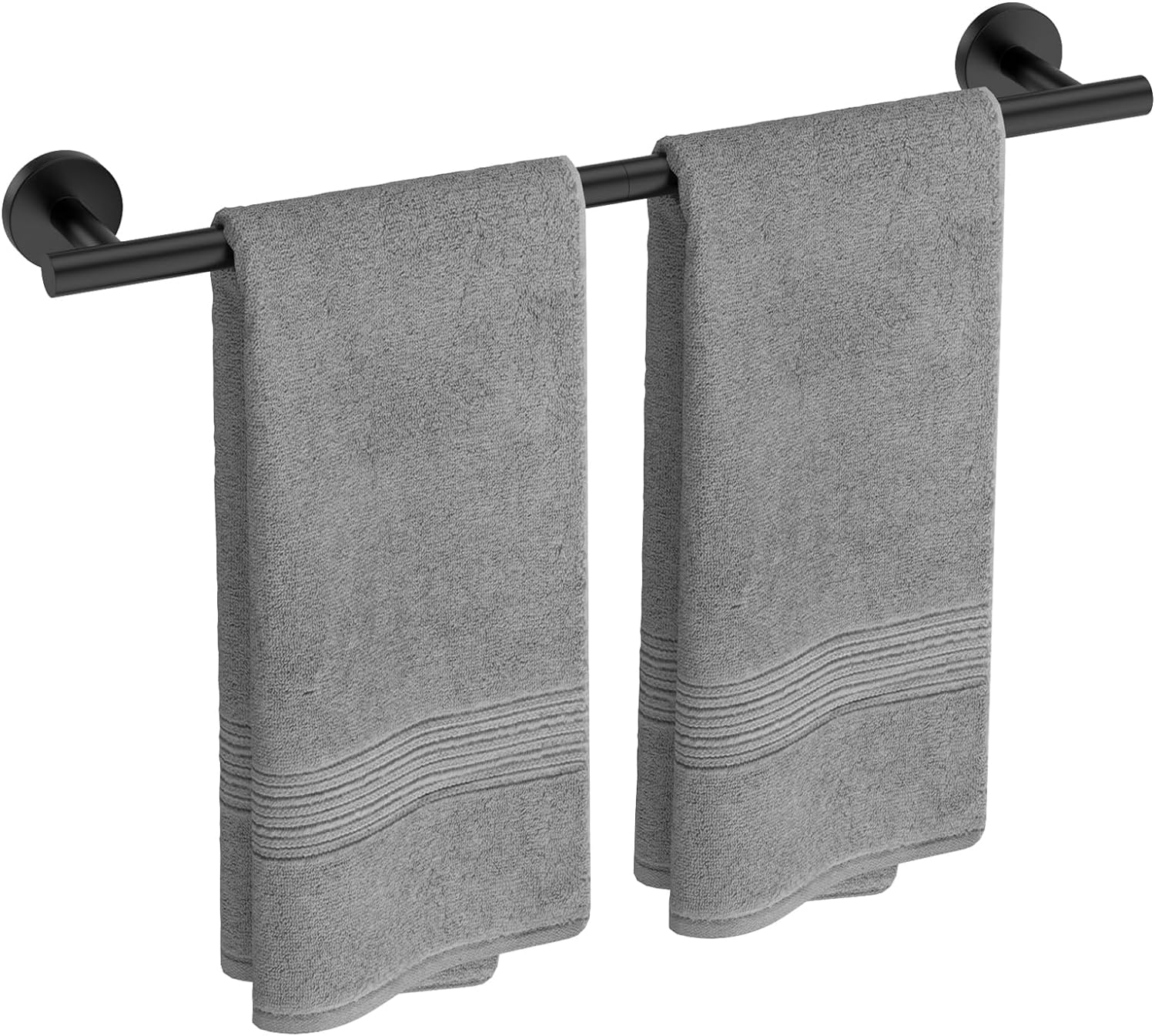USHOWER Matte Black Towel Bar, 24-Inch Towel Rack for Bathroom Wall Mounted, Thicken SUS304...