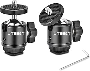 UTEBIT 2 Pack Mini Ball Head with 1/4" Hot Shoe Mount Adapter Max Load 5.5lb 360° Swivel...