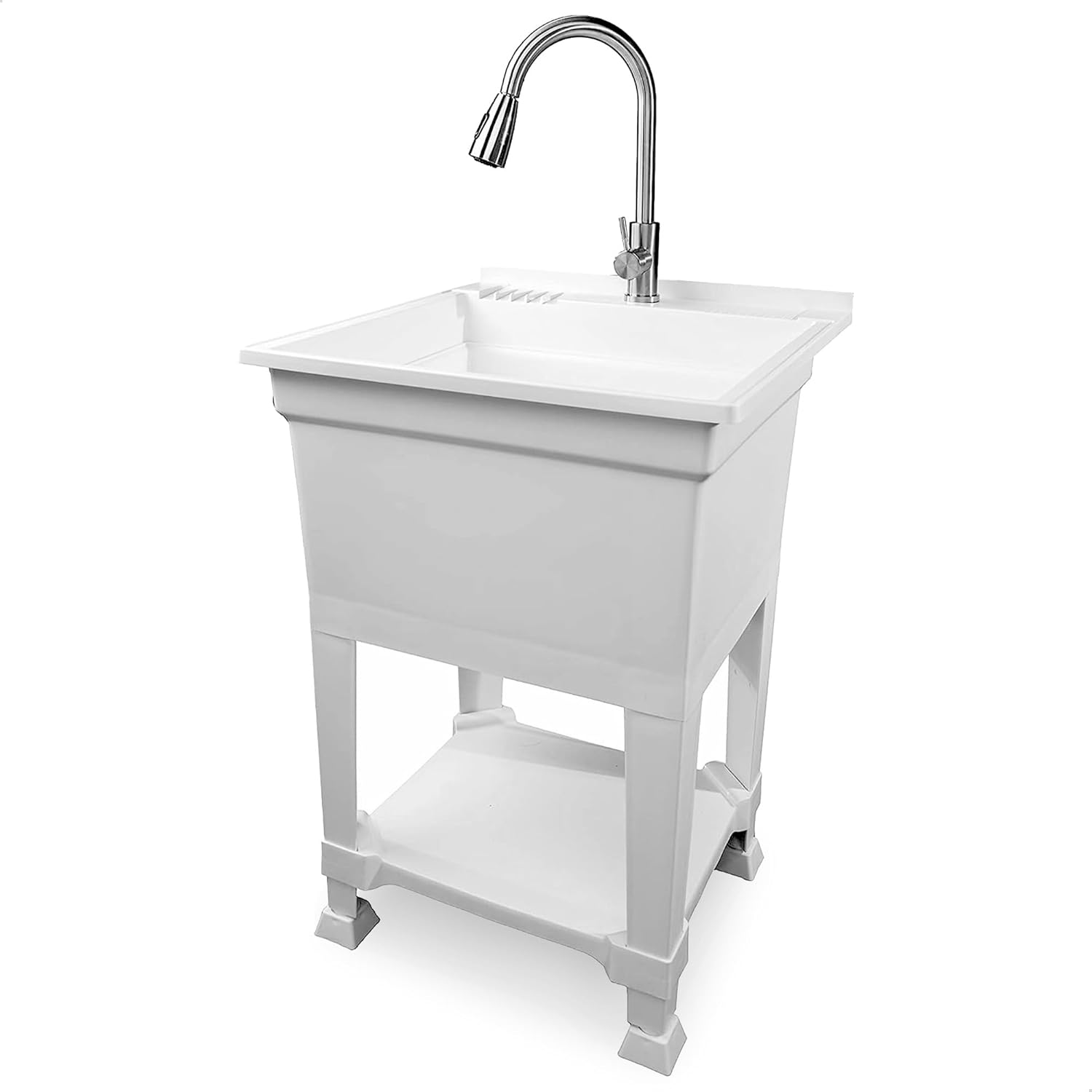 UTILITYSINKS Freestanding Utility Tub Sink with Quick Connect Drain, 24 x 24", White...