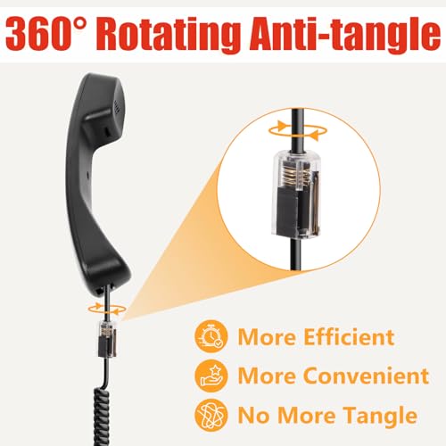 Uvital 2 Pack Telephone Handset Cords with Detanglers, Black Phone Cords | 1.2Ft Coiled/10Ft... image