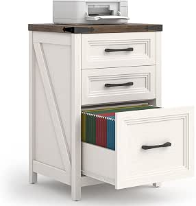 Vabches 3 Drawer Vertical File Cabinet, Wood Farmhouse Filing Cabinet Fits A4/Letter Size...