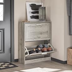 Vabches Shoe Storage Cabinet, Farmhouse Freestanding Organizer with 2 Flip Drawers, Wooden...